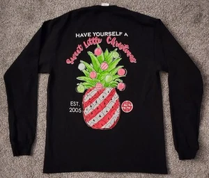 Simply Southern T Shirt Womens Size M Black Long Sleeve Sweet Little Christmas - Picture 1 of 12