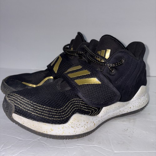 Scarpe da basket Adidas Youth Deep Threat nere e oro alte sneakers taglia 4!