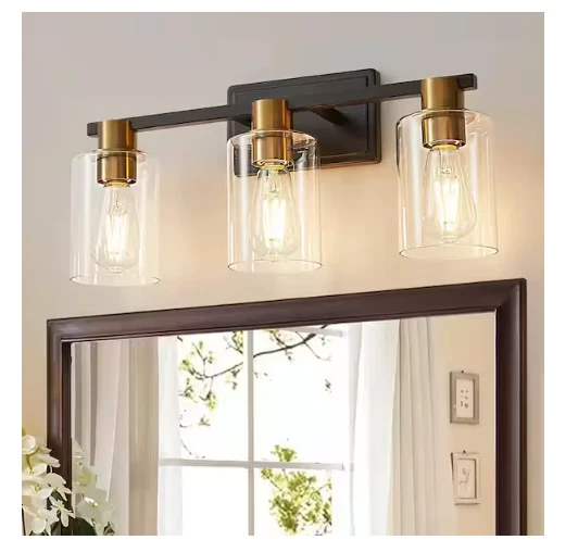 Deyidn Farmhouse 19.68 in. 3-Light Black and Gold Modern Industrial Dresser Lamp - Image 1 of 4