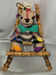Thomas Bear Multicolor Bolso Dije/Llavero Cachemira Verde Lazo Herrajes Tono Dorado - Imagen 1 de 6
