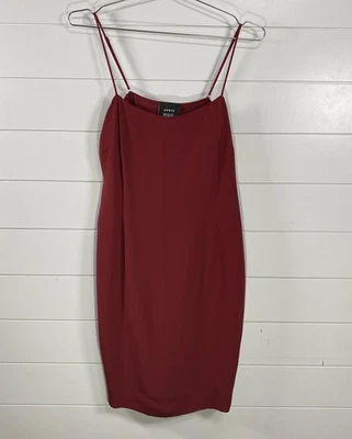 Vestido Akris para mujer 12 borgoña seda sin mangas funda sin cordones correas ajustables Foto 1 de 4