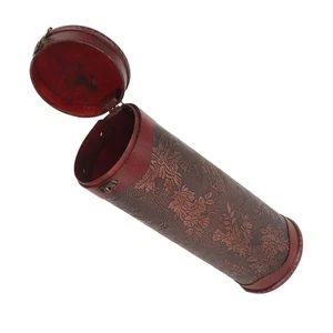 Vintage Style Wooden Wine Box Grape Design Leather Storage Box for Bottles - Imagen 1 de 18