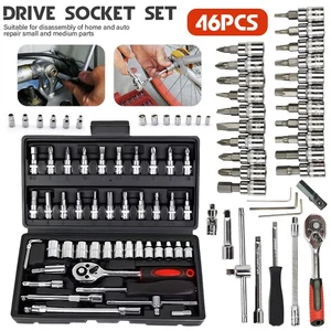 46PCS 1/4 inch Drive Socket Ratchet Wrench Set for Auto Car Repairing With Case* - Picture 1 of 16