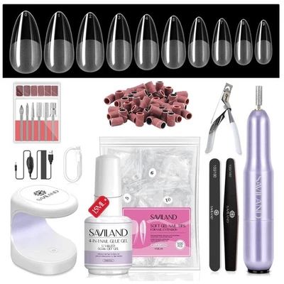Luxury Almond Gel Nail Kit with 500 Nail Tips & Mini UV Lamp for Elegant Nails - Image 1 of 4