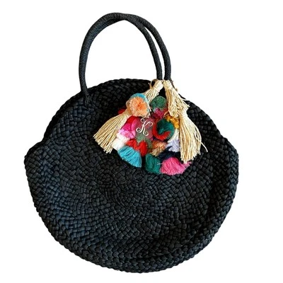 Bolso de mano de playa de verano de paja negra L*Space - Foto 1 de 4