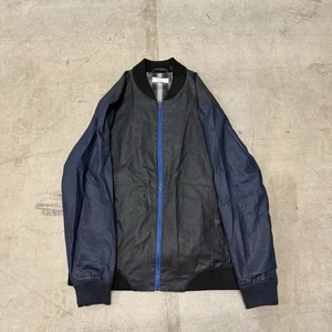 Five Four Linen Cotton Bomber Jacket Black Navy Blue Zip Plaid Lining Men’s XL - Picture 1 of 7