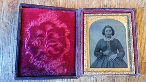FOTOGRAFÍA AMBROTIPO TINTADA ANTIGUA DE 1850 - MUJER EMBARAZADA - NOVENA PLACA - Imagen 1 de 11