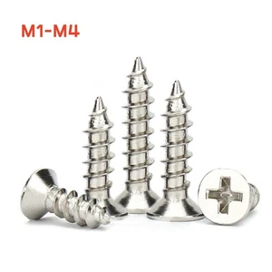 Phillips Countersunk Head Self Tapping Screws Nickel Plated Steel Metric M1-M4 - Picture 1 of 6