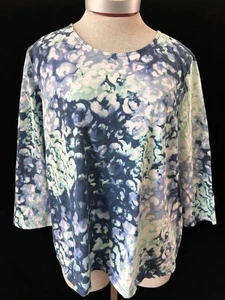 CHICOS blusa top taglia 3 o XL 16 pullover manica 3/4 cotone - Foto 1 di 6