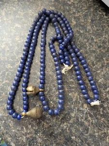 Rustikale afrikanische Glasperlen und Glockenstränge blau - Bild 1 von 5