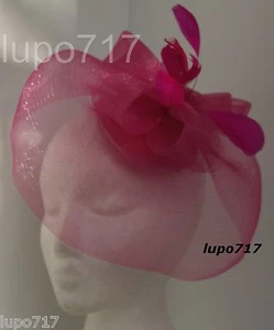SOMBRERO ROSA CALIENTE RED FASCINADOR BODA ASCOT CARRERAS GALLINA FIESTA DAMAS DÍA - Imagen 1 de 12