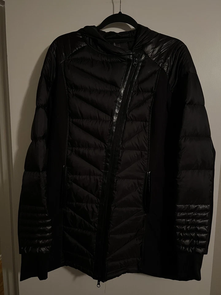 Mondetta Womens Black Down Full Zip Long Quilted Jacket Size Large - Image 1 of 3