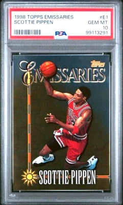 PSA 10 Scottie Pippen 1998-99 Topps Emissaries # E-1 Bulls Salón de la fama - Bajo pop Foto 1 de 2