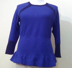 NUEVO CON ETIQUETAS Worthington Mujer Mangas 3/4 Azul y Negro Suéter Ligero Talla Mediana - Imagen 1 de 8