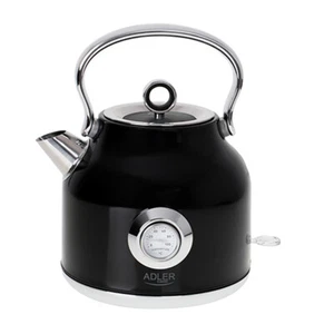 Edelstahl Wasserkocher Adler AD-1346B Retro-Design Kettle Schwarz 2200 Watt 1.7L - Bild 1 von 8