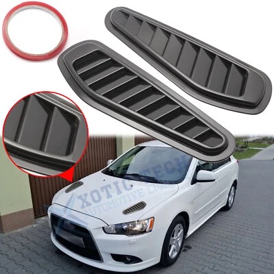 For Mitsubishi Lancer Front Black ABS Air Vent Bonnet Hood Scoop Cover Trim 2x — 第 1/4 张图片