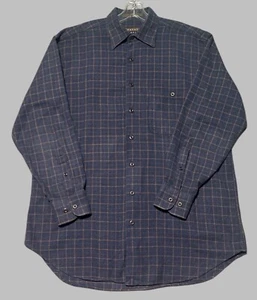 Robert Talbott Shirt Mens Medium Blue Plaid Button Down Classic Business Casual - Picture 1 of 3