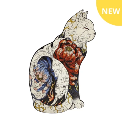 Wooden Jigsaw Puzzles White Cat Animal Jigsaw Pieces Gift For Adults Kids Toy - Image 1 of 4
