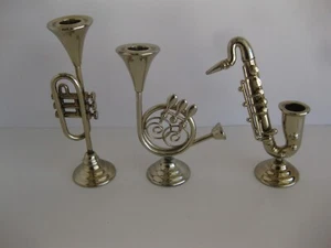 Musikinstrumente Kerzenständer Trompete Saxophon Waldhorn 3er Set - Bild 1 von 24