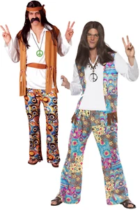 Hippie Kostüm 60er 70er Herren Hippie Outfit Erwachsene Retro Kostüm Outfit Erwachsene - Bild 1 von 9