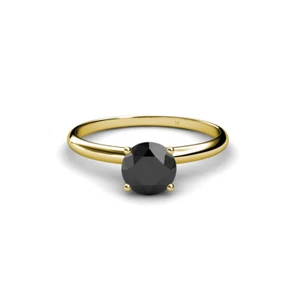 Black Diamond Womens Solitaire Engagement Ring 1.50 ct 14K Yellow Gold JP:5216 - Picture 1 of 5