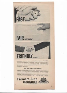 Anuncio impreso Farmers Auto Insurance Automobilia 1960 - Imagen 1 de 1