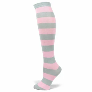 Mujer Disfraz Halloween Gris Claro/Rosa Claro Rayas Calcetines Hasta la Rodilla PM001 - Imagen 1 de 1