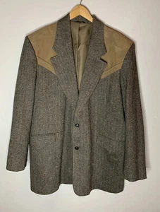 Vintage 80s Country Gentleman Pioneer Wear Western Mens Wool Jacket Blazer 44L - Picture 1 of 13