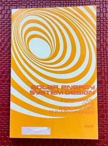 Solar Energy System Design ASPE 1980 Paperback Book Plumbing Engineers - Picture 1 of 4