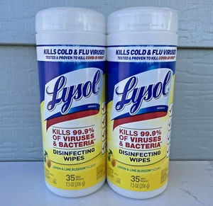 2x Lysol Disinfecting Wipes Lemon & Lime Blossom Scent 35 Ct - Picture 1 of 3