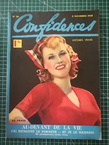 rr175 SUPERBE RARE Confidences N°26 - 1938 comme neuf!!! dos Mia Hol - Picture 1 of 2