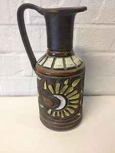 Vintage Italian Modern Ceramic Pitcher / Ewer w/ Floral Decoration - Picture 1 of 10