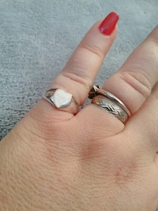 Pre-owned Lucky Brand Silver color Heart Signet Ring Size 6 - Picture 1 of 3