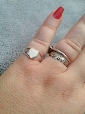 Pre-owned Lucky Brand Silver color Heart Signet Ring Size 6 - Image 1 of 3