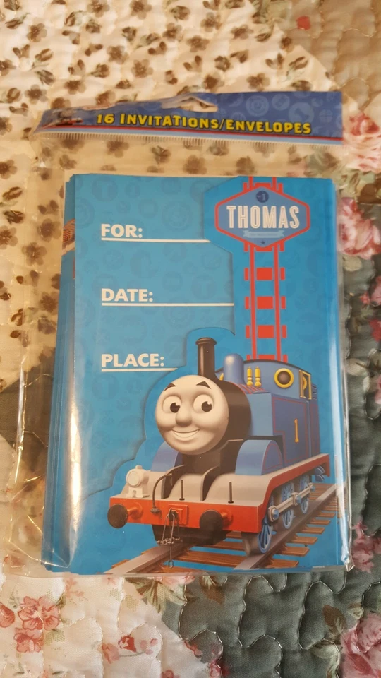 16 件套 Thomas The Train 邀请函和信封 4 英寸 x 6 英寸全新  — 第 1/2 张图片