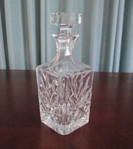GORHAM Clear Full Lead Crystal Square Decanter, Whiskey/Scotch/Bourbon 10” - Picture 1 of 9