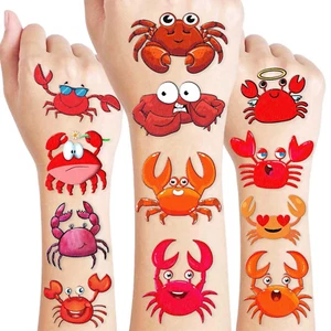 82PCS Crab Temporary Tattoos for Kids – Seafood Boil Ocean Theme Birthday Party - Picture 1 of 12