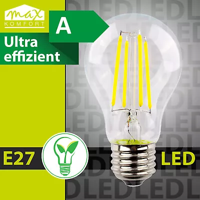 LED E27 Leuchtmittel Filament Energieklasse A Birne Vintage warmweiß neutralweiß - Bild 1 von 4