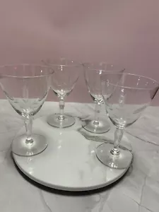 4 VINTAGE KLAR WEIZEN GEÄTZTE WASSERBECHER (STIELWARE 4 3/4") - Bild 1 von 10