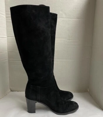 Yves Saint Laurent Black Suede Boots With Heel Sz Women’s 38.5 8.5  - Image 1 of 4