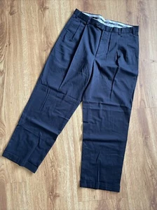 Kirkland Signature Mens Black Cotton/Poly 60/40 pleated pants 36" W 30" L / NICE - Picture 1 of 4