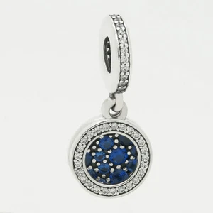 Original Pandora Anhänger Funkelnde Blaue Scheibe Silber Kristall 799186C01 Neu - Bild 1 von 2