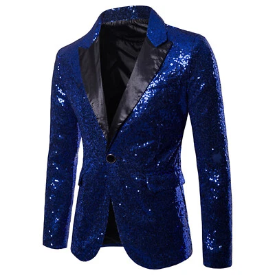 Blazer de lentejuelas de Estados Unidos para hombre Chaqueta de esmoquin Traje Fiesta Boda Banquete Baile de graduación Foto 1 de 3