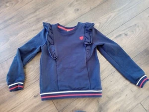 Cute Crewcuts J. Crew Girls Navy Blue Pullover Red Heart Sweater Sz 7 - Picture 1 of 6
