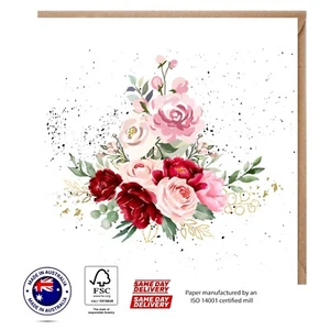 Beige, Pink & Red Roses Greeting Card - Australian Designs The Floral set - Imagen 1 de 3
