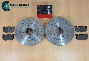 Clio 2.0 172/182 01-05 Drilled Grooved Rear Brake Discs + Brembo Pads Non ABS - Picture 1 of 3