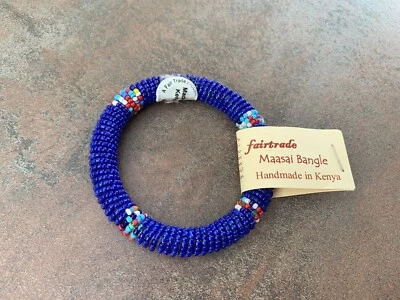 African Kenyan Handmade Fairtrade Maasai Beaded Bangle Bracelet - Image 1 of 2