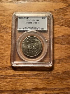 1991-95P WORLD WAR II COMMEMORATIVE PROOF 50c--PCGS MS69/ ISSUED 1993 - Picture 1 of 2