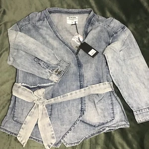One X One Teaspoon Blue Bloss washed Denim Wrap Shirt / Jacket Size Medium 20381 - Picture 1 of 21