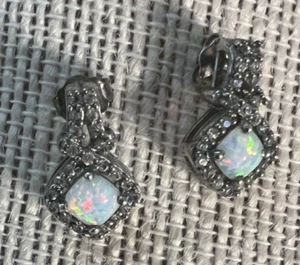 Opal Pierced Earrings by Sun Jewelry Marked - Picture 1 of 14